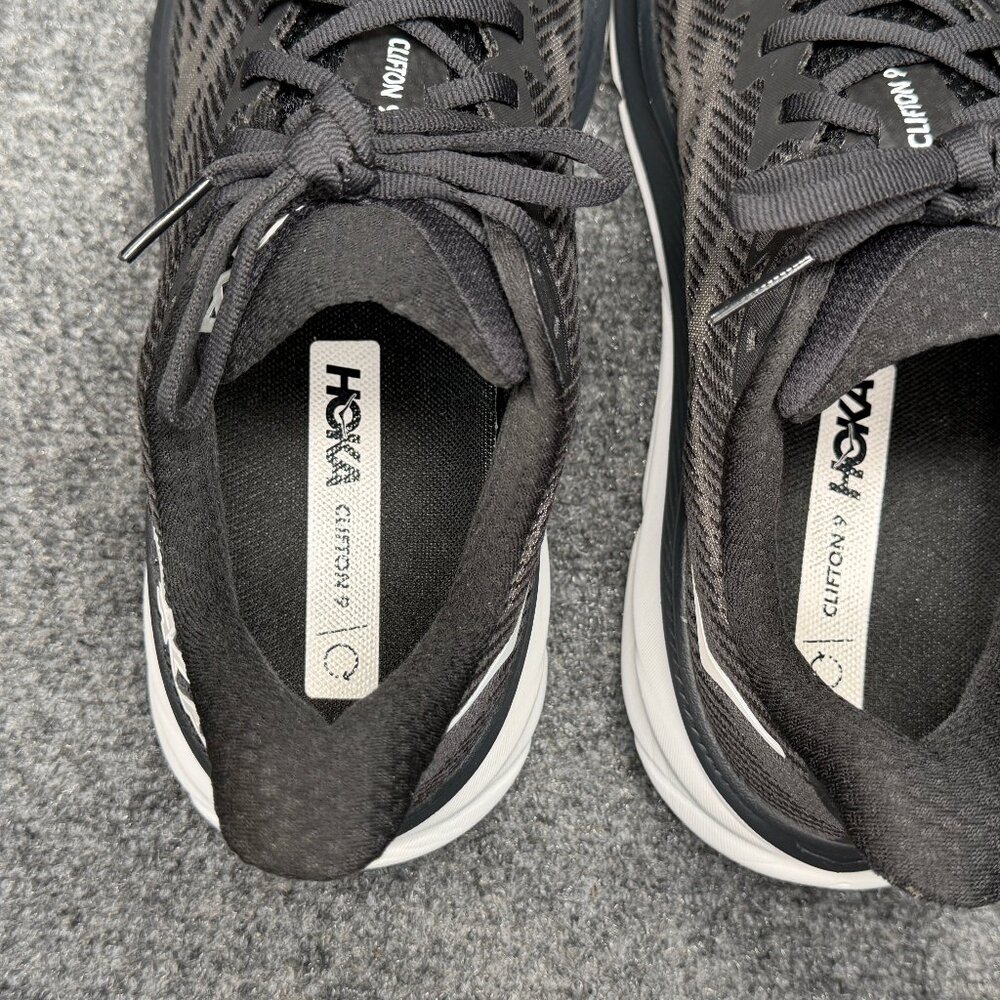 Hoka Clifton 9 Running Shoes Women's Size 8.5 Black White Athletic Run Training - Picture 10 of 13